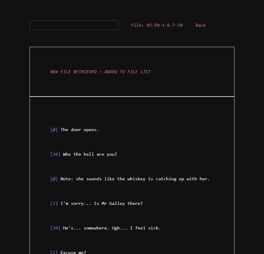 A screenshot from the game. It looks like the description in the post. The featured text does not make sense out of context.